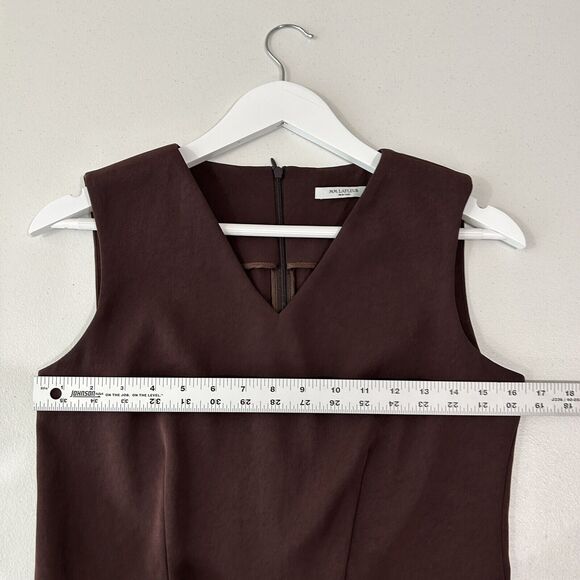 MM.Lafleur Top Womens 4 Brown Ada Twill Peplum Blouse Asymmetric Tank Minimalist - Picture 8 of 11